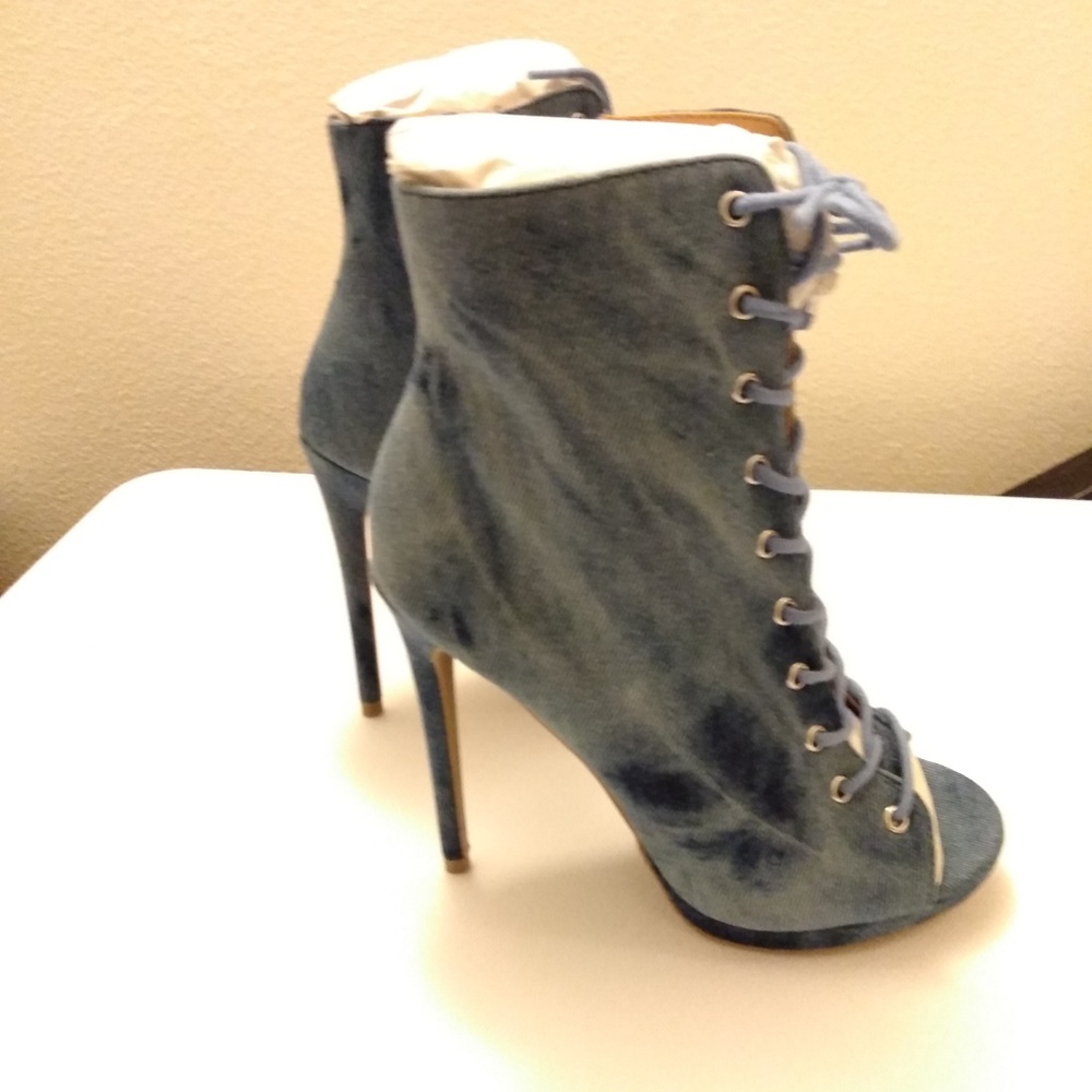 ONLY 2 LEFT! Wild Diva Denim Lace Up Bootie - Picture 5 of 6